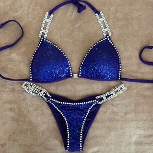 Electric blue sequin competition bikini size small made by Sewn In The Sun